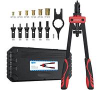 AUTOUTLET 14" Rivettatrice Professionale a Doppia Impugnatura Kit Pistola a Rivetti con 6pz Mandrini Metrici Intercambiabili e 150pz Rivetti Dadi Filettati M3 M4 M5 M6 M8 M10