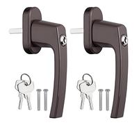 AUTOUTLET 2 Pezzi Maniglie per Finestre/Balconi Bloccabili in Lega di Alluminio (Marrone),Standard Industriale, Lunghezza Mandrino 35 mm,Chiavi per Sicurezza Bambini,Universali per Porte Finestre