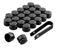 AUTOUTLET 24 Pezzi Copridadi Ruota 17 mm,Copribulloni Tappo a Vite Ruota Universale con Strumento di Rimozione,Nero,Rotondo
