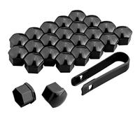 AUTOUTLET 24 Pezzi Copridadi Ruota 17 mm,Copribulloni Tappo a Vite Ruota Universale con Strumento di Rimozione,Nero,Esagonale