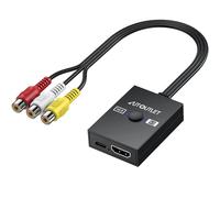AUTOUTLET Adattatore AV a HDMI Supporto Conversione 16:9/4:3,Composito CVBS Convertitore AV a HDMI 1080P/720P,PAL/NTSC,per Wii/PS1/PS2/N64/Xbox/DVD/VCR/VHS