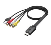 AUTOUTLET Adattatore AV a HDMI Supporto Conversione 16:9/4:3,PAL/NTSC,Convertitore AV a HDMI 1080P con Cavo Femmina da 20 cm per Wii,PS1,PS2,N64,Xbox,DVD/VHS/VCR