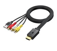 AUTOUTLET Adattatore AV a HDMI Supporto Conversione 16:9/4:3,PAL/NTSC,Convertitore AV a HDMI 1080P con Cavo Femmina da 60 cm per Wii,PS1,PS2,N64,Xbox