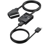 AUTOUTLET Adattatore SCART a HDMI Supporto Conversione 16:9/4:3 1080P Composito CVBS SCART a HDMI Maschio Convertitore Video Audio con Cavo HDMI Rimovibile da 50 cm,PAL/NTSC,per HDTV/DVD/VCR/VHS
