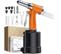 AUTOUTLET Kit Pistola Pneumatica per Rivetti con 5 Pezzi Mandrini 2,4 mm-6,4 mm e 500 Pezzi Rivetti,Rivettatrice Professionale ad Aria Compressa per Lamiere di Alluminio, Ferro, Acciaio Inox