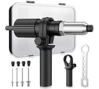 AUTOUTLET Rivetto per Trapano Avvitatore a Batteria, Adattatore Elettrico con 2,4/3,2/4,0/4,8 mm Naselli e 79 Rivetti Ciechi in Alluminio e Acciaio Inossidabile,Colore Nero