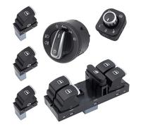 AUTOUTLET Set Interrutore della Luce Finestrini Specchietti per VW Interrutore di Controllo Cromato 12V Numero OE 5ND959857 5ND941431B 5ND959565A 5ND959855