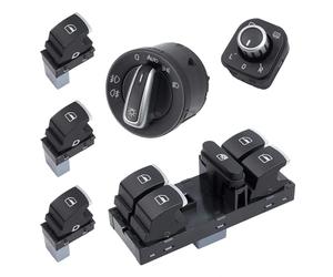 AUTOUTLET Set Interrutore della Luce Finestrini Specchietti per VW | Interrutore di Controllo Cromato 12V Numero OE 5ND959857 5ND941431B 5ND959565A 5ND959855