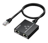 AUTOUTLET Splitter Ethernet Gigabit 1 a 2,Sdoppiatore Ethernet RJ45 | 1000Mbps,Include Cavi Rete 0,5 m/USB 1 m e Indicatore LED,Compatibile Cat5/5e/6/7/8 per Router TV Computer