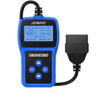 AUTOUTLET Tester Scanner OBD2 OBDII Dispositivo Diagnostica Auto Lettura dei Codici Scanner con Definizione DTC,10 Lingue,Funzione di Rilevamento e Monitoraggio della Tensione(Blu)