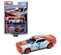 Autoworld 1/64 2019 Dodge Challenger SRT HELLCAT #72 GULF OIL Cofano Apribile