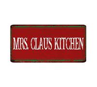 Autravelco Targa in metallo con scritta "Mrs. Claus Kitchen Fashion Chic Room Business Terrace Wall Decor Placca in metallo Christmas Cookies Dispensa Targa in metallo per la casa 15,2 x 30,5 cm