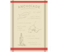 Autrefois Anchoiade - Strofinaccio con stampa jacquard, 48 x 70 cm, motivo ricetta da cucina provenzale, lino