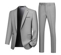 Autsel Abiti da Uomo 2 Pezzi Business Completo Slim Fit Matrimonio Vestito per Uomo Formale Blazer e Pantaloni Grigio Chiaro L