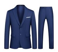 Autsel Abiti da Uomo 2 Pezzi Slim Fit Completo Formale per Matrimonio Vestito per Uomo Business da Lavoro Giacca da Abito e Pantaloni Blu Navy L