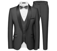 Autsel Abito da Uomo 3 Pezzi Slim Fit Completo da Sposo Formale Vestito Business per Uomo Matrimonio Giacca Vest e Pantaloni