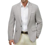 Autsel Blazer da Uomo Slim Fit con Un Bottone Casual Giacca Elegante da Abito Suit Jacket Sportiva Classica per Business Matrimonio Festa Tempo Libero Grigio Chiaro M