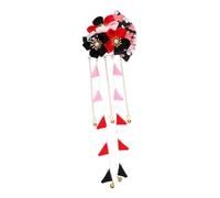 AUTSUPPL 1pezzi Forcina Giapponese Con Nappa Lunga in Stile Classico Fermaglio Da Sposa Nero e Rosso Con Design Ventaglio Accessori Capelli Donna Per Feste e Uso Quotidiano