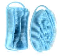 AUTSUPPL 2 pezzi Spazzola Corpo Doccia in Silicone Esfoliante Morbida e Delicata Scrubber Corpo per Pulizia Profonda e Uso Quotidiano Design Compatto con Laccetto Blu
