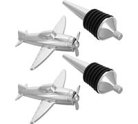 AUTSUPPL 2 pezzi Tappi per Bottiglia di Vino in Metallo Forma di Aereo Tappi Riutilizzabili Sigillanti per Freschezza Vino Rosso Adatti per Olio Aceto e Decorazione Bottiglie