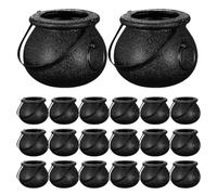AUTSUPPL 20 Pezzi Mini Calderone Portacaramelle Nero in Plastica per | Tema Fantasma, Forma da Pentolone Strega, Riutilizzabile, Facile Accesso