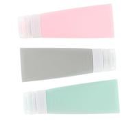 AUTSUPPL 3 pezzi Bottiglie in silicone per viaggio contenitori ricaricabili per shampoo bagnoschiuma e cosmetici portatili a tenuta in verde rosa e grigio