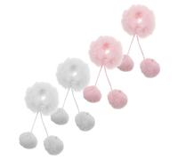 AUTSUPPL 4 pezzi Elastici per Capelli Morbidi e Pelosi con Pompon Fasce Elastiche Soffici per Code di Cavallo Chignon e Intrecci Accessorio Femminile Autunnale Rosa e Bianco