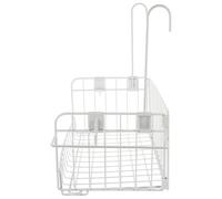 AUTSUPPL Cestino da Appendere al Muro e Portaoggetti da Bagno in Filo Metallico Bianco, Organizer Porta Shampoo e Portasapone Sospeso per Bagno e Cucina, Mensola Portaspazzolino Grande