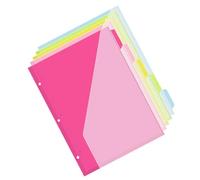 AUTSUPPL Divisori a 3 Fori in Plastica con Tasche e Linguette, Set da 5 Divisori Colorati per Raccoglitori Formato A4, Pagine Indice per Ufficio, Scuola e Organizzazione Documenti