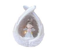 AUTSUPPL Lampada Notturna Bambina Cartoon Angioletto in Resina Luce da Comodino Diffusa per Camera Ragazza Decorazione Notturna Sicura e Compatta