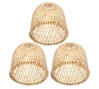 AUTSUPPL Paralume Lampada in Bambù Intrecciato a Mano, Rotondo Cachi, 3 Pezzi, Facile Installazione, Decorazione Casa e Corridoio