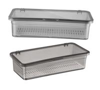 AUTSUPPL Portaposate Nero in Pp 2 Pezzi Piatto Scolare Salvaspazio Contenitore per Posate per Casa Organizer per Bacchette e Forchette