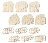 AUTSUPPL Porte delle Fate per DIY e Pittura in Legno 48 Pezzi | Colore Khaki, per Progetti Artigianali, Miniature Decorative per Casette e Finestre