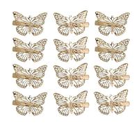 AUTSUPPL Set 12 Pezzi Mollette per Chioma in Metallo Oro a Forma di Farfalla Cavo, Accessori Delicati e Chic per Acconciature da Festa e Uso Quotidiano