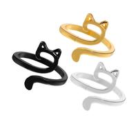 AUTSUPPL Set 3 Anelli all Uncinetto Design Orecchie di Gatto in Lega di Zinco, Accessori Decorativi per Lavori a Maglia Facili da Trasportare, per Uncinetto e Cucito