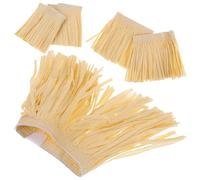 AUTSUPPL Set 5 Pezzi Gonnellini Hawaiani in Carta Rafi Gialla, Costume Luau Classico e Realistico, Comodo e Elastico per Attività Hawaii e Feste a Tema Tropicale