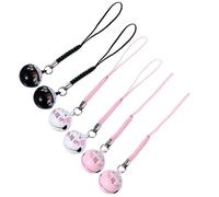 AUTSUPPL Set 6 Pezzi Ciondoli per Cellulare e Decorazioni Sospese Gatto della Fortuna Campanellino in Rame, Decorazione da Borsa Colorata (rosa, Bianco, Nero) per Accessori Phone e Zaini