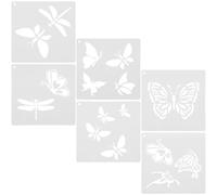 AUTSUPPL Set 6 Pezzi Stencil per Disegni a Farfalla in Plastica Bianco, Modelli Riutilizzabili per Pittura e Artigianato Fai-da-Te, per Progetti di Disegno e Decorazioni