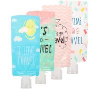 AUTSUPPL Set da 4 Sacchetti per Lozione da Viaggio 100ml con Coperchi, Materiale Pet Pa Pe Resistente e Sigillatura Ermetica per Shampoo e Cosmetici