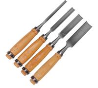 AUTSUPPL Set Scalpelli per Intaglio del Legno 4 Pezzi con Lama Semicircolare in Acciaio Manico in Legno Massello con Anello di Ferro Utensili da Falegnameria per Principianti e