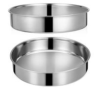 AUTSUPPL Stampi per Torte in Acciaio Inox 24 CM Set da 2 Superficie Lucida Facile da Pulire per Cottura in Forno e Vapore Dolci Rotondi Resistenti ad Alte Temperature