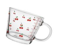 AUTSUPPL Tazza Colazione in Vetro Trasparente con Decoro Frutto Rosso Bicchiere Latte Misurino Multiuso per Casa e Ristorante Design Creativo e Sicuro in Vetro