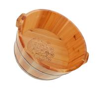 AUTSUPPL Vasca Per Pediluvio in Legno Naturale Maniglie Ergonomiche, Barile Per Pediluvio Profondo 36 Cm x 16 Cm, Massaggiatore Piedi Portatile Per Uso Domestico e Relax Terapeutico