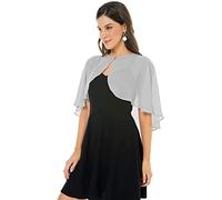 AUTTOGirl Sciarpa in chiffon delicato Stola Bolero Wraps per abito da sera da sposa Capo coperta per le donne, argento, Taglia unica