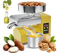 AUTUMFLATGAO Frantoio Olive Commerciale, Macchina per La Spremitura Dell'olio Elettrica Automatica da 1500W, Estrattore D'olio in Acciaio Inossidabile per Spremitura a Freddo E a Caldo