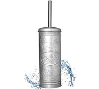 Autumn Alley Scopino e supporto per WC, scopino per bagno coperto per arredamento da bagno in fattoria, scopino rustico con supporto, set di decorazioni per bagno rustico, zincato, grigio