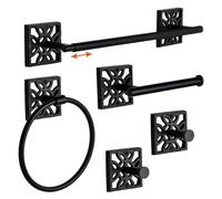Autumn Alley Set di 5 accessori da bagno nero opaco, montaggio a parete, include porta asciugamani, anello per asciugamani, porta carta igienica e 2 ganci per asciugamani da bagno