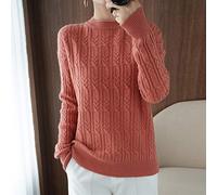 Autumn And Winter New Women's Round Neck Twist Pullover Sweater Thicken Han Lazy Loose Fashion Knitted Bottoming Sweater-Pearl Red (Color : Light Blue Green Size : L)