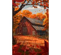 Autumn Barn Notebook - Cozy Fall Writing Journal for School, Notes, or Gifts | College Ruled | 6x9 in | 130 Pages | Rustic Red Farm Cover
