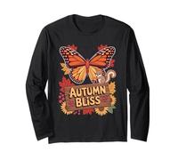 Autumn Bliss Farfalla Foglie Scoiattolo Maglia a Manica